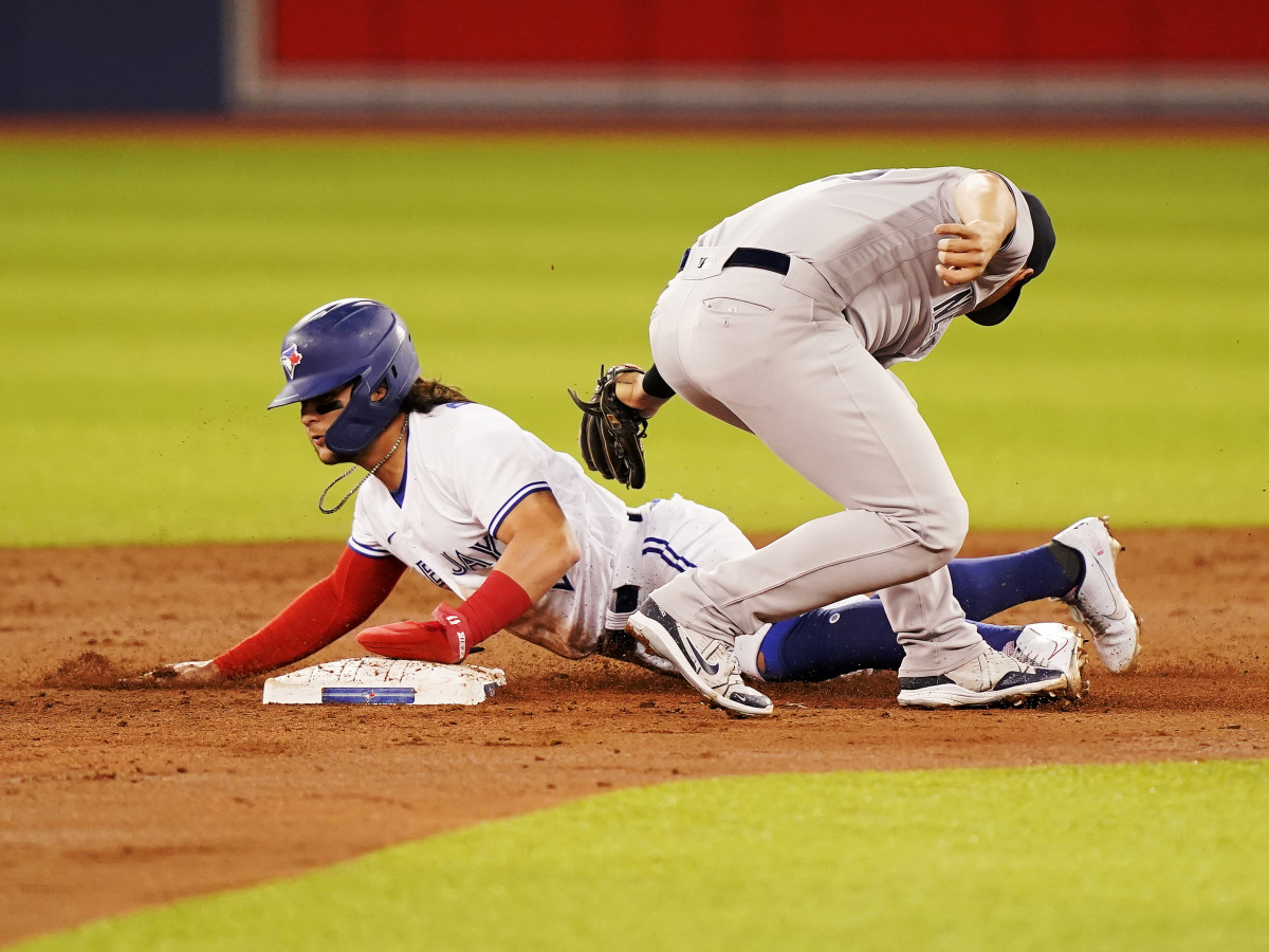 Blue Jays shortstop Bo Bichette stole 25 bases and was caught just once (96% success rate) in 2021.
